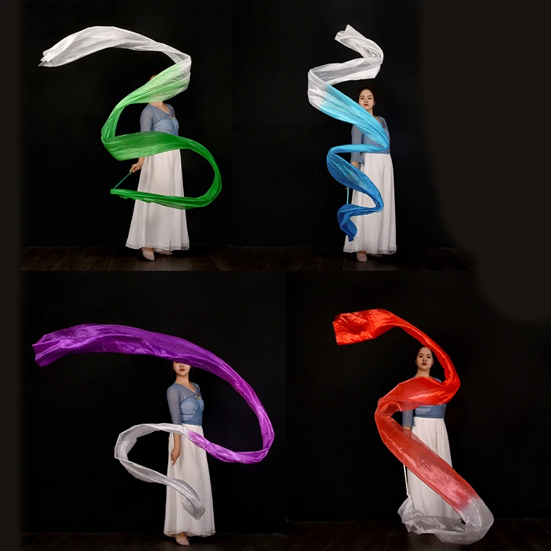 Nastro da Danza 45*400cm per Donne, Pratica di Danza Quadrata, Imitazione Seta, per Danza del Ventre, Ginnastica Ritmica e Danza Artistica