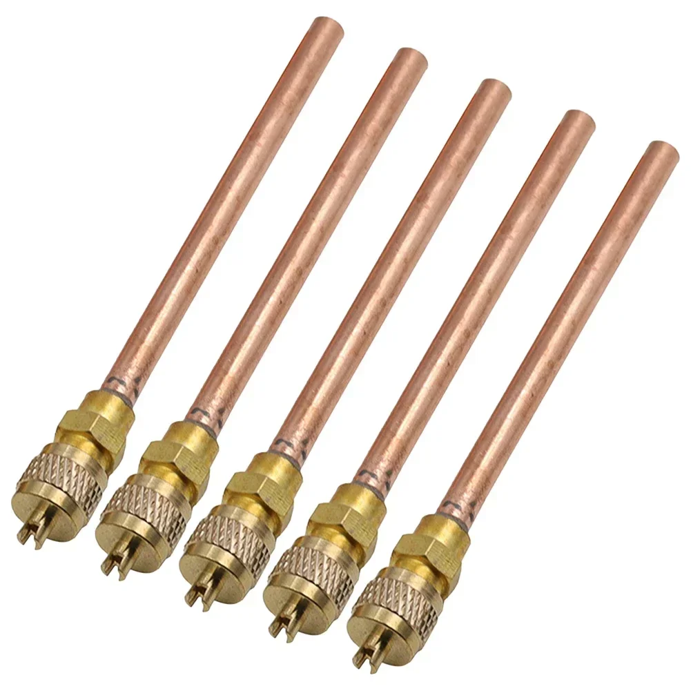 5pcs HVAC Maintenance Valve Copper Core Refrigeration Check Fluoride Nozzle Straight Through One-way 119mm Length