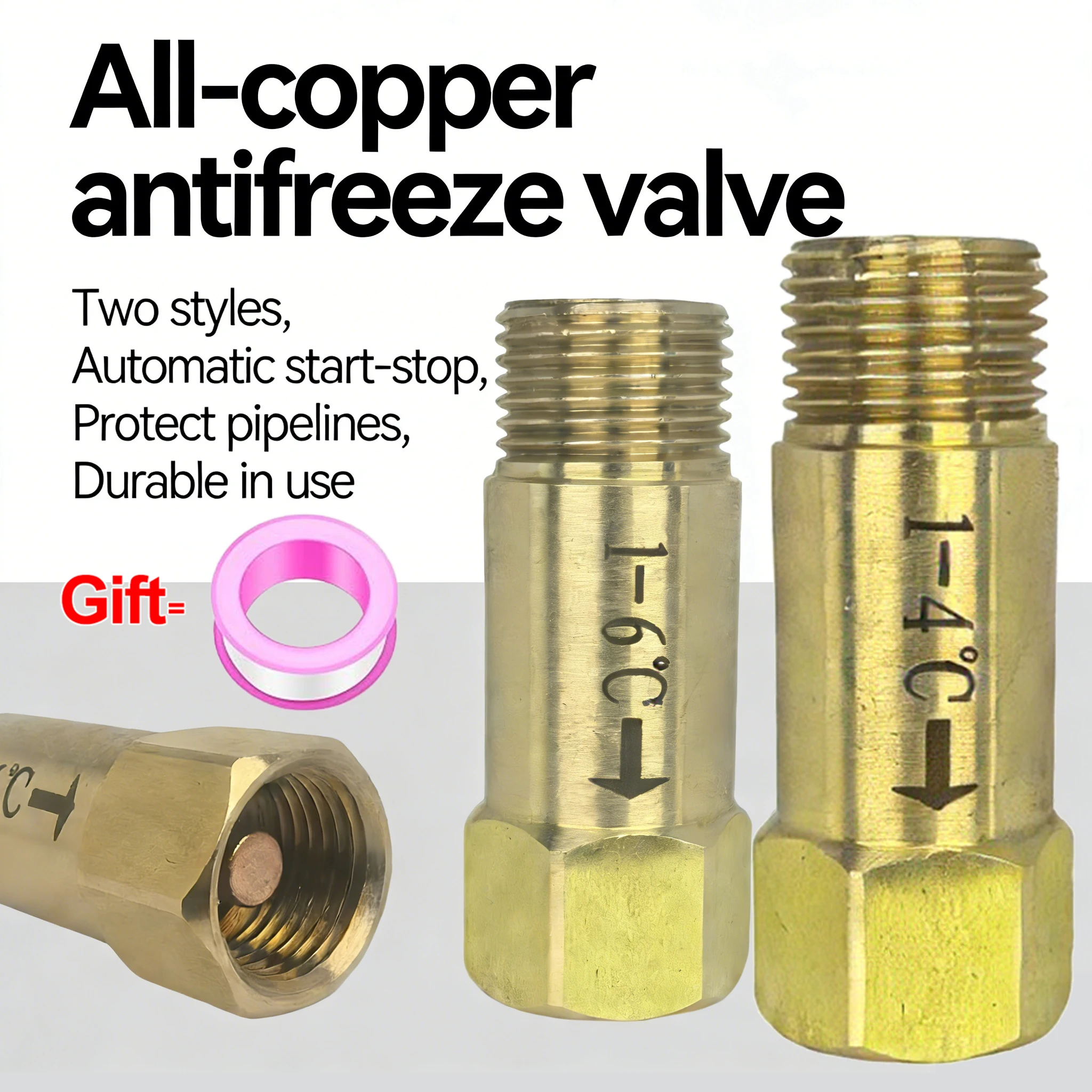 Thick-Walled Brass Valve, Pipe Low-Temperature Anti-Freezing Valve, G1/2 Anti-Icing Temperature Control Valve
