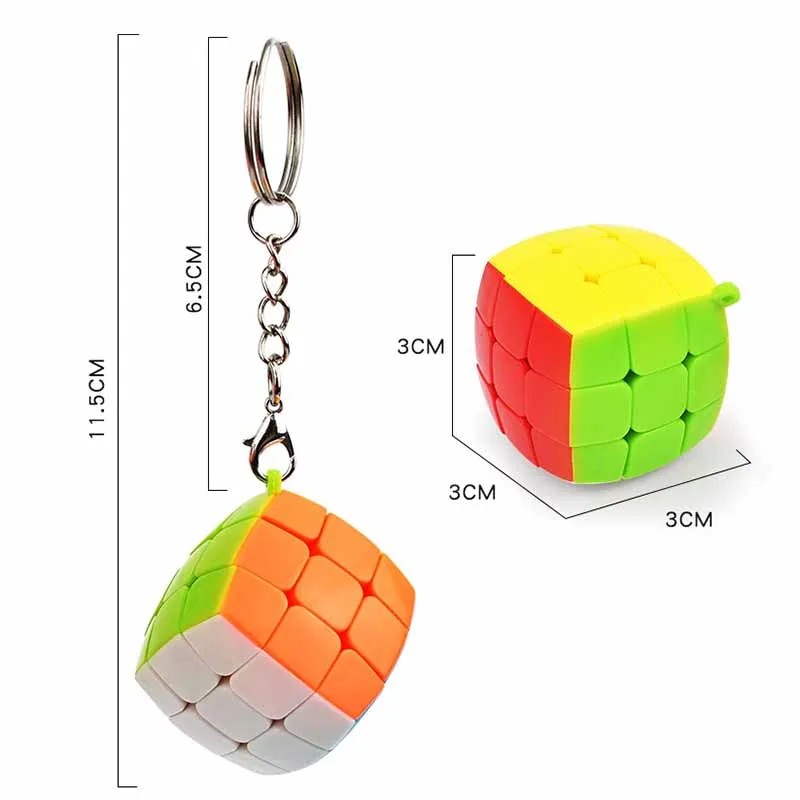 New Mini Bread Third-order Magic Cube Keychain Pendant Children Adult Decompression Puzzle Rotating Magic Cube Toys Gifts