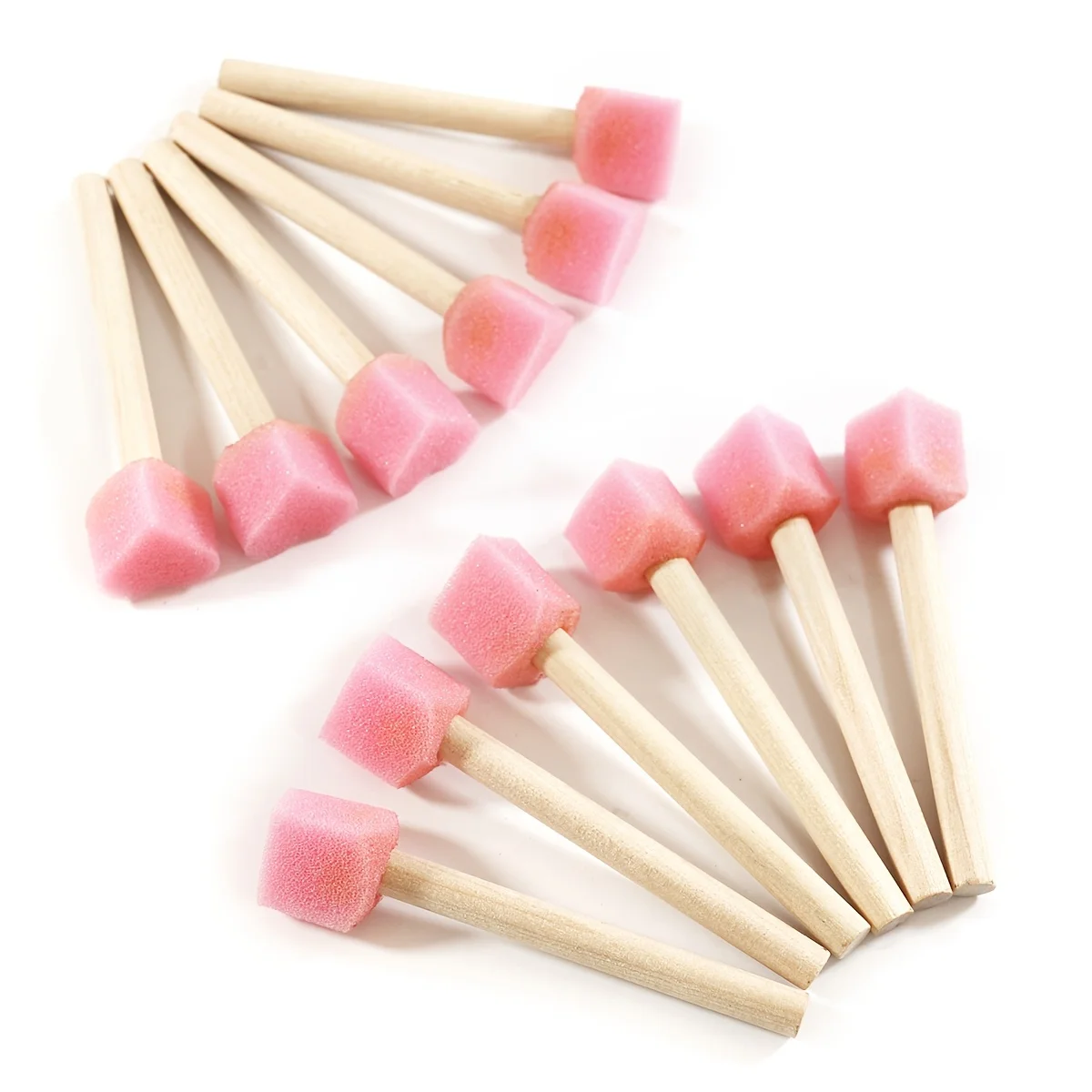 12pcs Heart-Shaped Pink Mushroom Head Sponge with Handle, Perfect for Artistic Crafts and Painting Projects