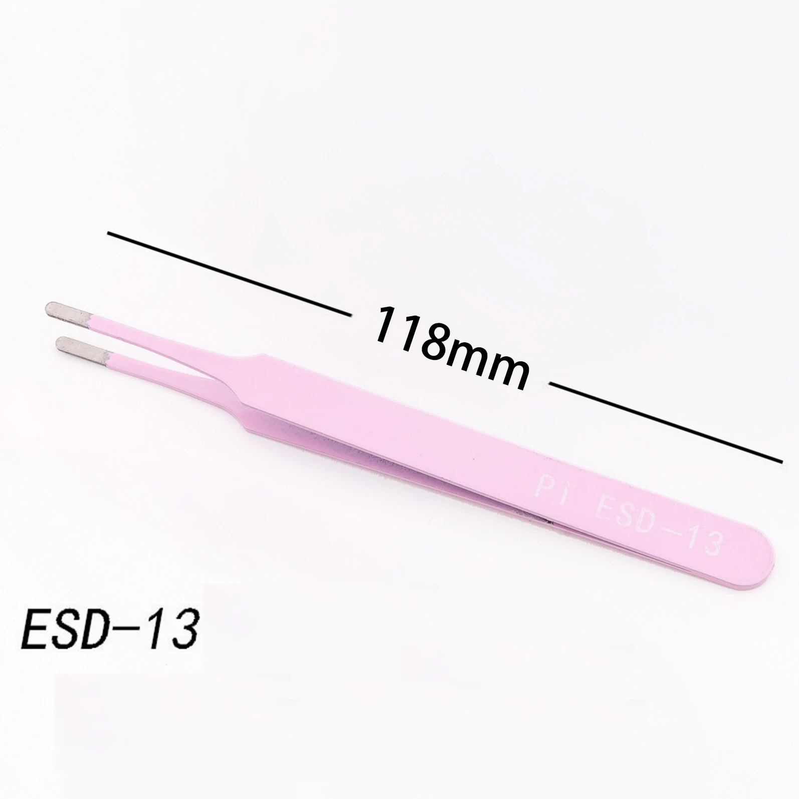 Pink blue tweezers straight end elbow flat head ESD anti-static tweezers beauty nail DIY plastic tweezers