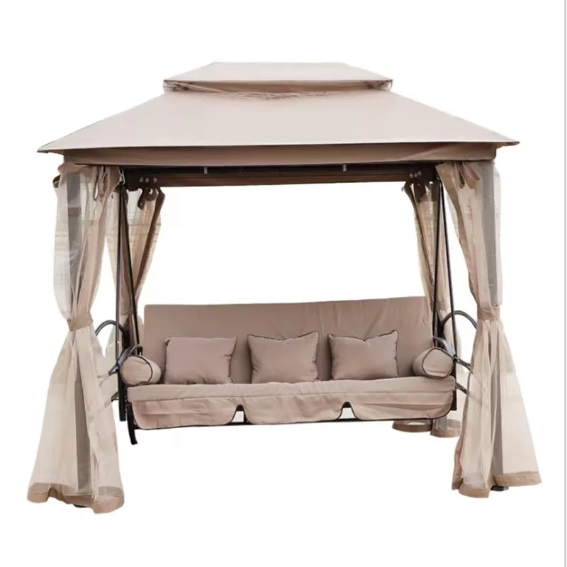 

Patio Hanging Swing Chair with Canopy Outdoor Sofa Bed Garden Gazebo Swing Tent
