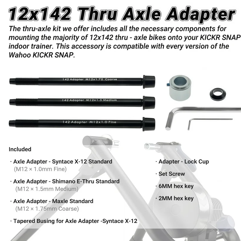 Image of 12x142mm Thru-Axle-Adapter für Wahoo KICKR SNAP Trainer für 12mm x 142mm Fahrräder, NICHT für 12x135 / 12x148 Boost