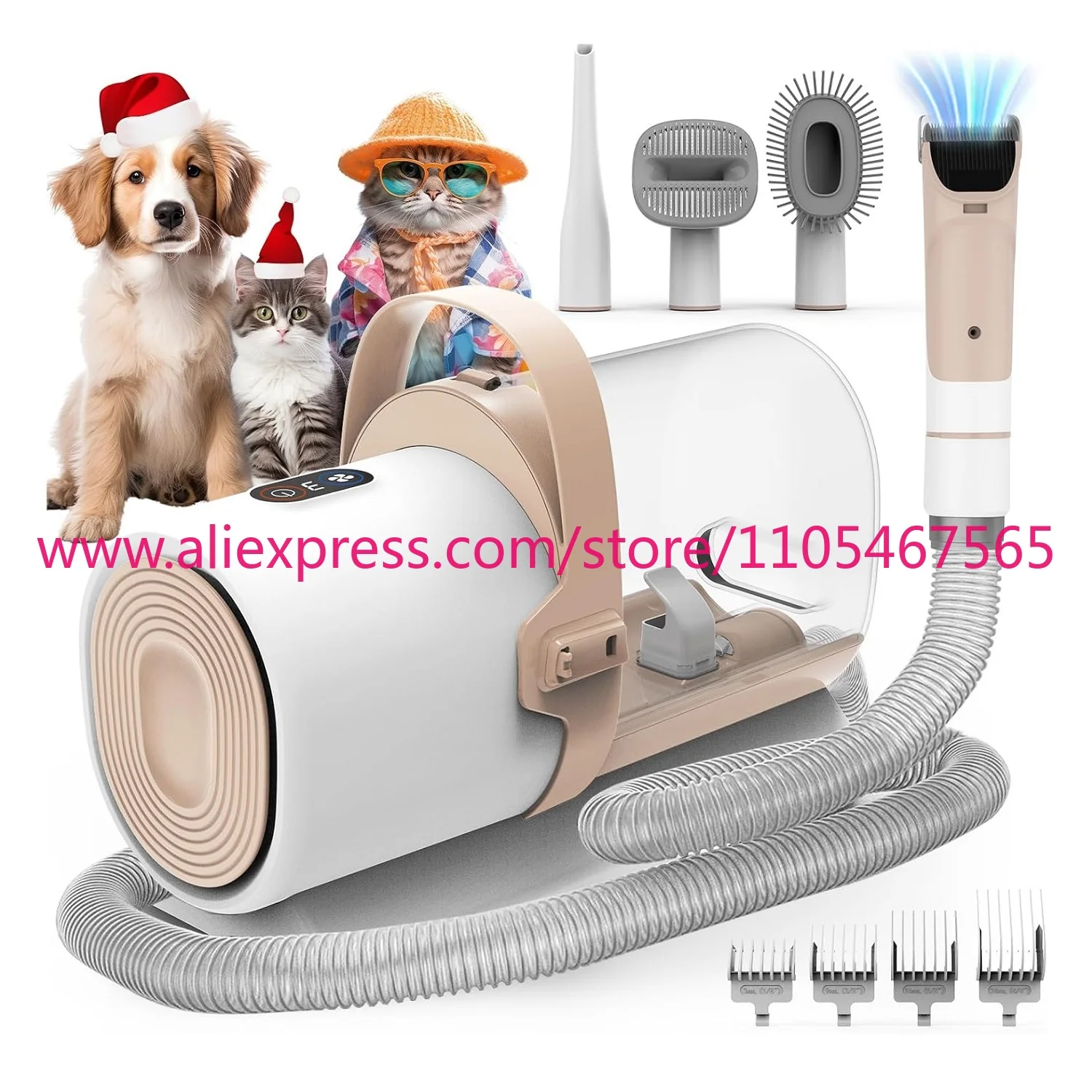 1PCS DDP Low Noise 11000Pa Puppy Electric Haircut Fader Comb Brush Cat and Dog Hair Remover Pet Beauty Vacuum Cleaner Set