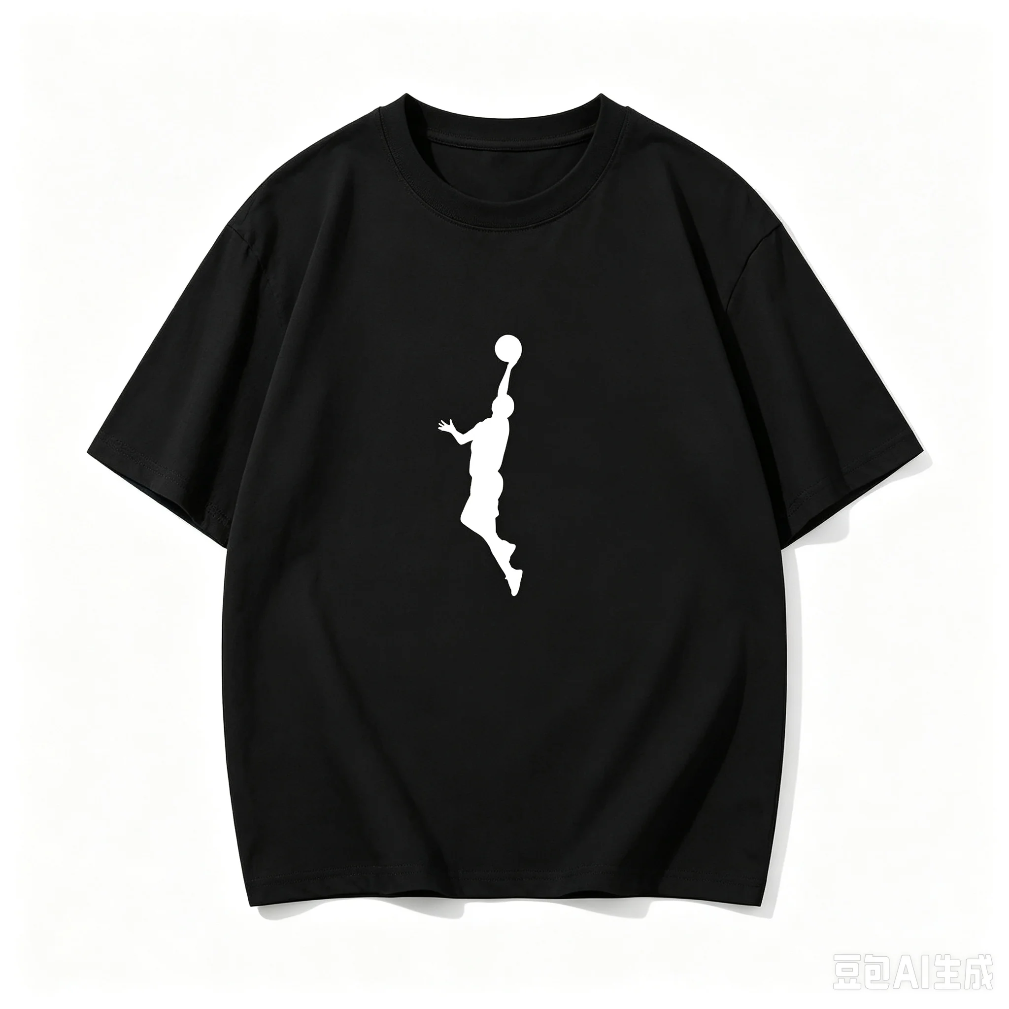 Men Basketball Player Silhouette Graphic T-Shirt Sport Dunk Crew Neck Short Sleeve Tee