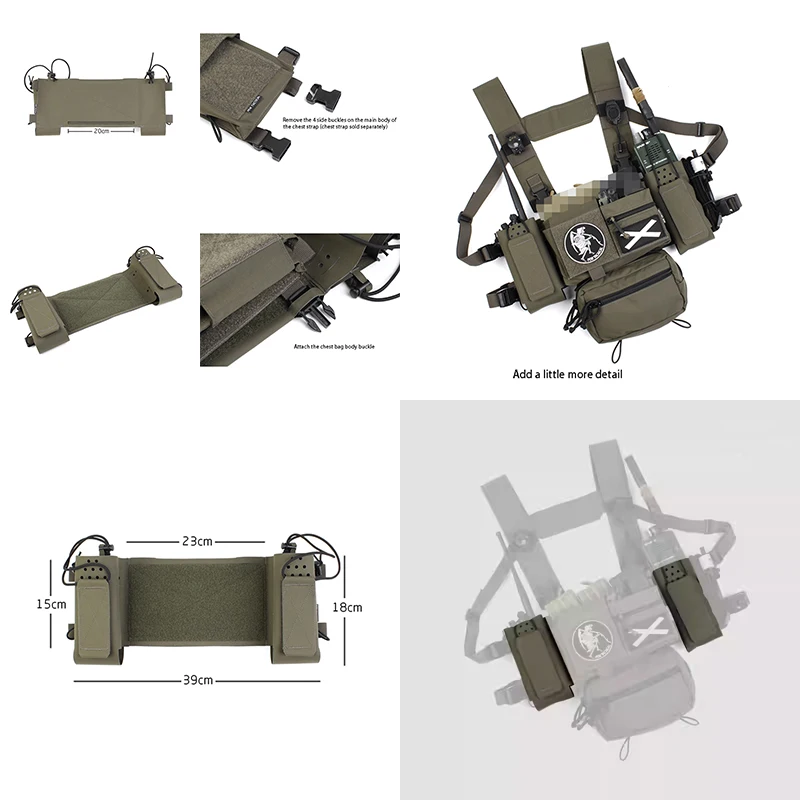 MOLLE Tactical Chest Gear Expansion Kit - Dual magazine pouch and lower management pack for MK3, MK4, D3CRM style