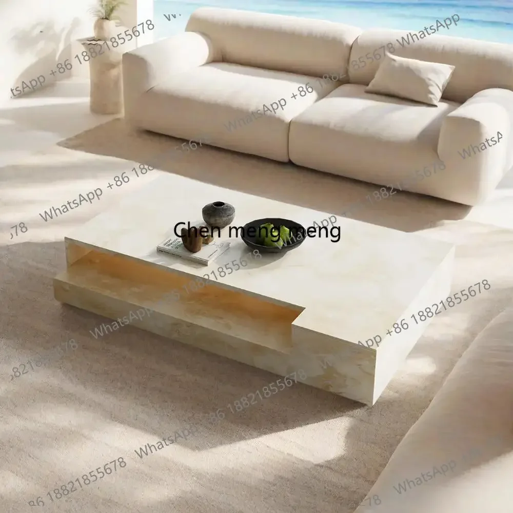 C85 "Pink Jade Marble Coffee Table - Luxury Slate Stone Rectangular Designer Tea Table Custom Living Room Centerpiece"