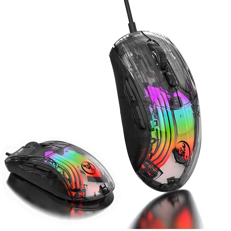 

Transparent Mouse RGB Colorful Light Comfortable Gamer Mouse 12800DPI 4 Polling Rate Adjustable Programming 7 Button Gaming Mice