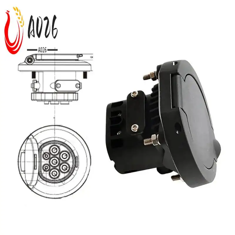 

A026-EV Charging Socket Outlet Type 2 Socket Connector 4 Point Fixed European Standard IEC 62196-2 32A 3 Phase AC
