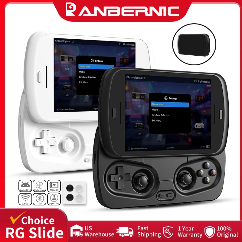 Anbernic RG Slide Retro وحدة تحكم ألعاب محمولة 4.7 بوصة LTPS داخل الخلية مشغل ألعاب فيديو أندرويد يدعم مساعد AI 1080p-Port Out #1