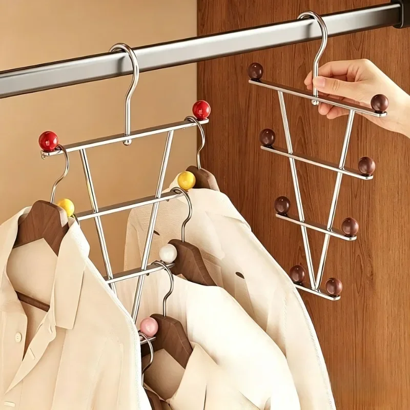 Metal Clothes Hanger Set Clothes Hangers Save Wardrobe Space Hanging Organizers Shelves Storage Clothing Organizer in Cabinets