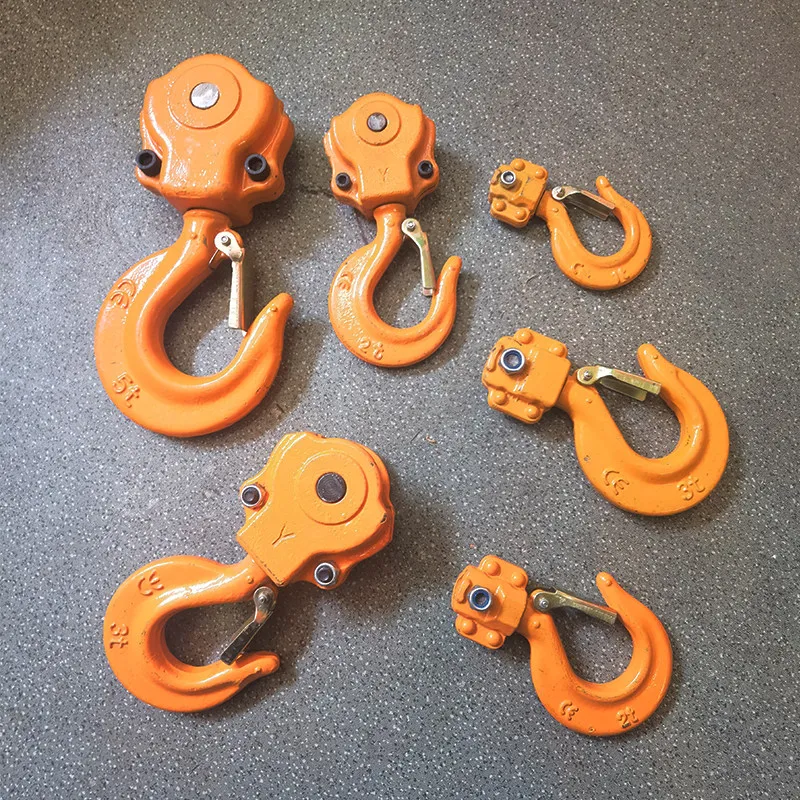 Elevator hoist hook assembly electric hoist hook lifting chain rotating manganese steel single chain hook double chain pulley