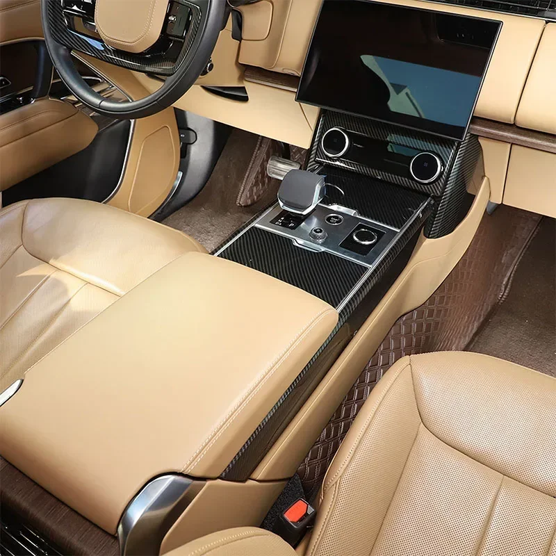 لاند روفر رينج روفر فوغ 2023 + مجموعة لوحة تروس التحكم المركزي للسيارة ABS ألياف الكربون نمط الملحقات الداخلية #4