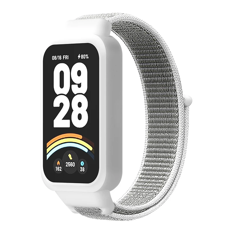Strap+PC Case for Xiaomi Mi Band 9 Active Accessories Sports Nyon Bracelet Correa+Protective Bumper Shell Cover for Redmi Band 3