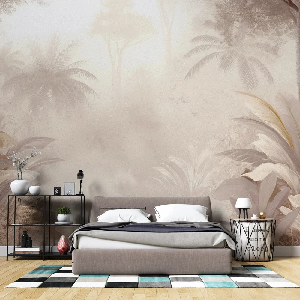 customized Photo mural Nordic hand painted forest tropical plant Sunshine Tree waterfall wallpaper TV background painting