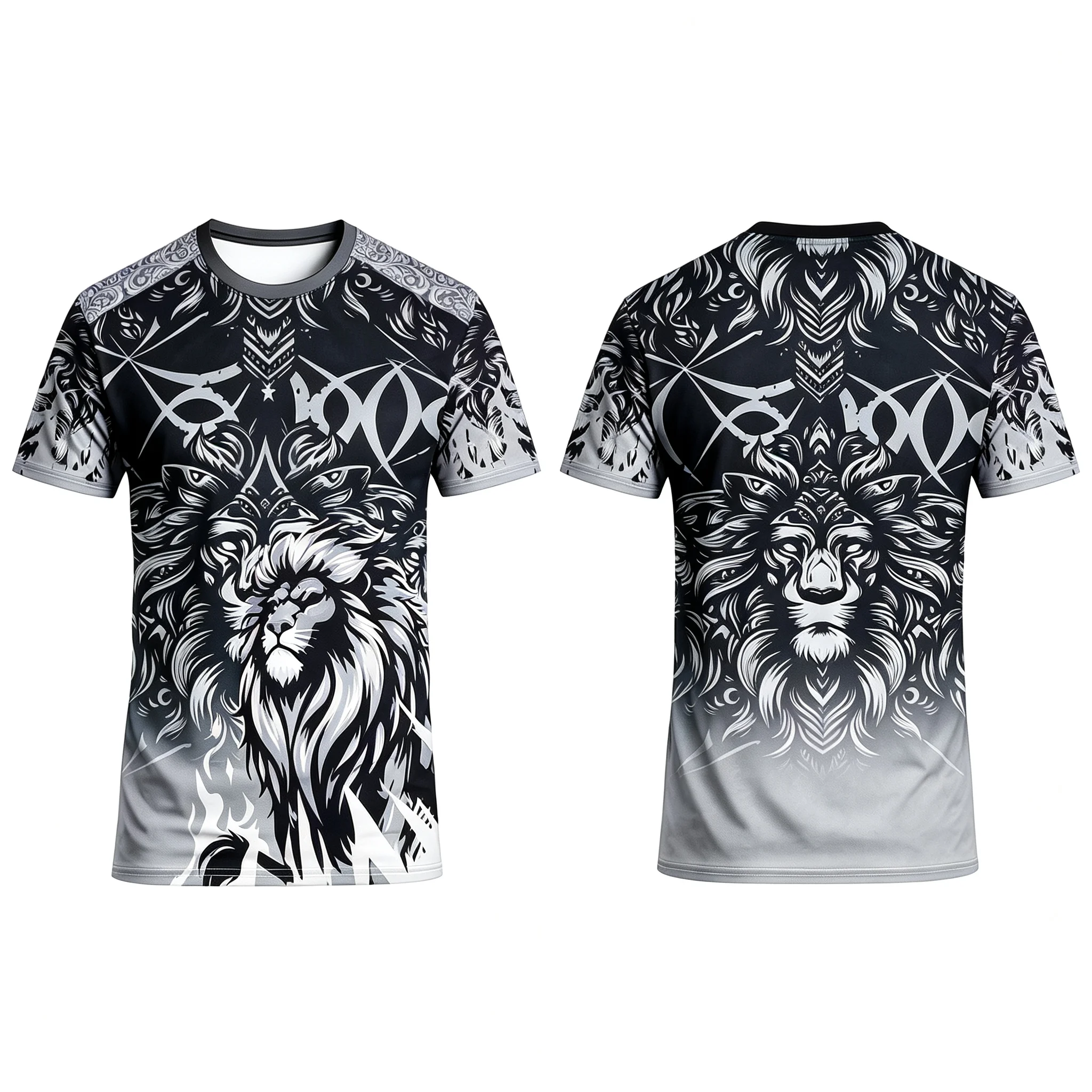 Exotic Tribal Lion Print Fan Jersey Trendy Sports Short Sleeve For Fitness & Match, Multi‑Color Unisex Athletic Tee