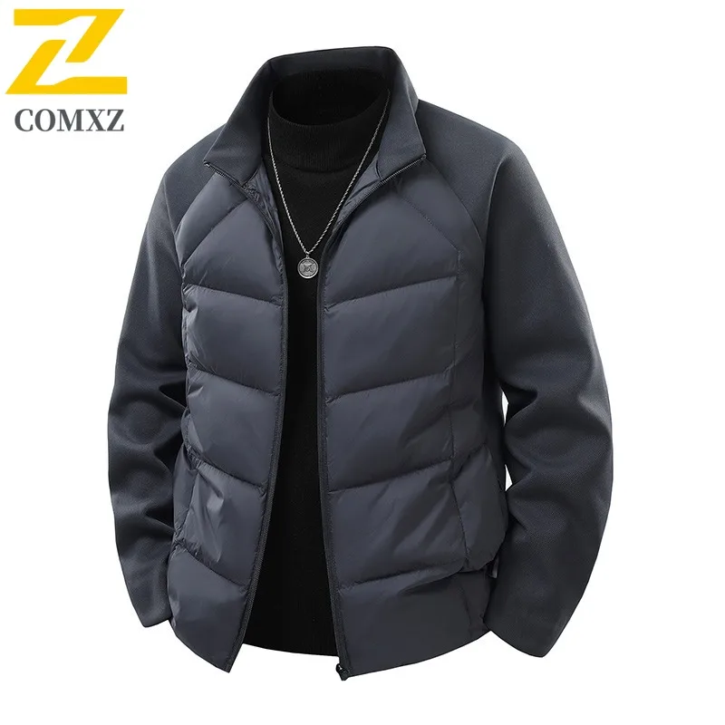 

COMXZ Down Jacket Unisex American style Stand Collar Coat Outdoor Sports Fleece Lined Thick Warm Top lightweight windbreaker
