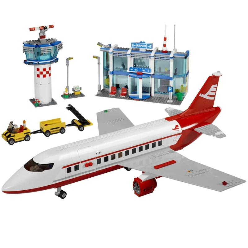 703PCS City Series new airport station terminal building blocks set up construction aircraft toys children\'s Christmas gifts