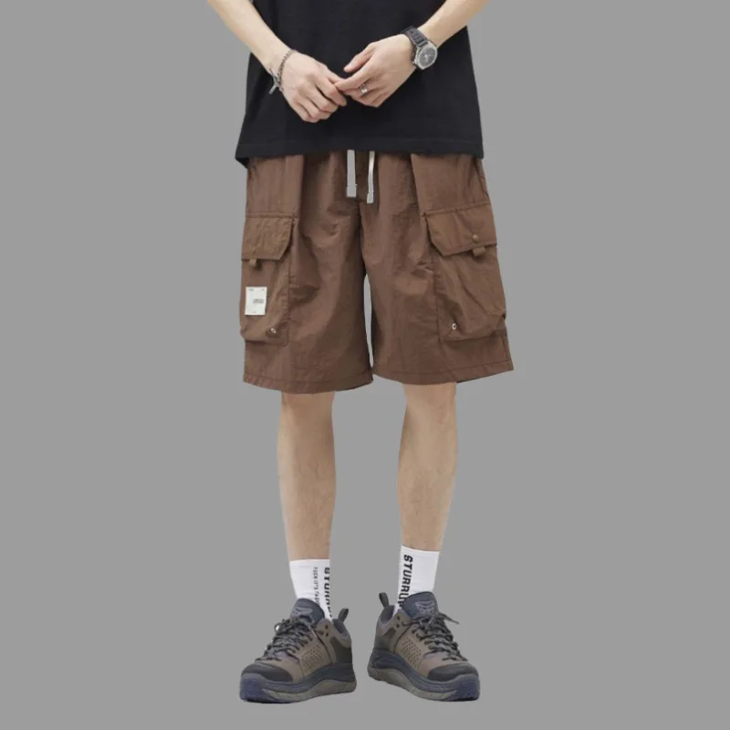 Summer New Solid Color Loose Versatile Workwear Shorts Outwear 3D Patch Pocket Trendy Men's Pants