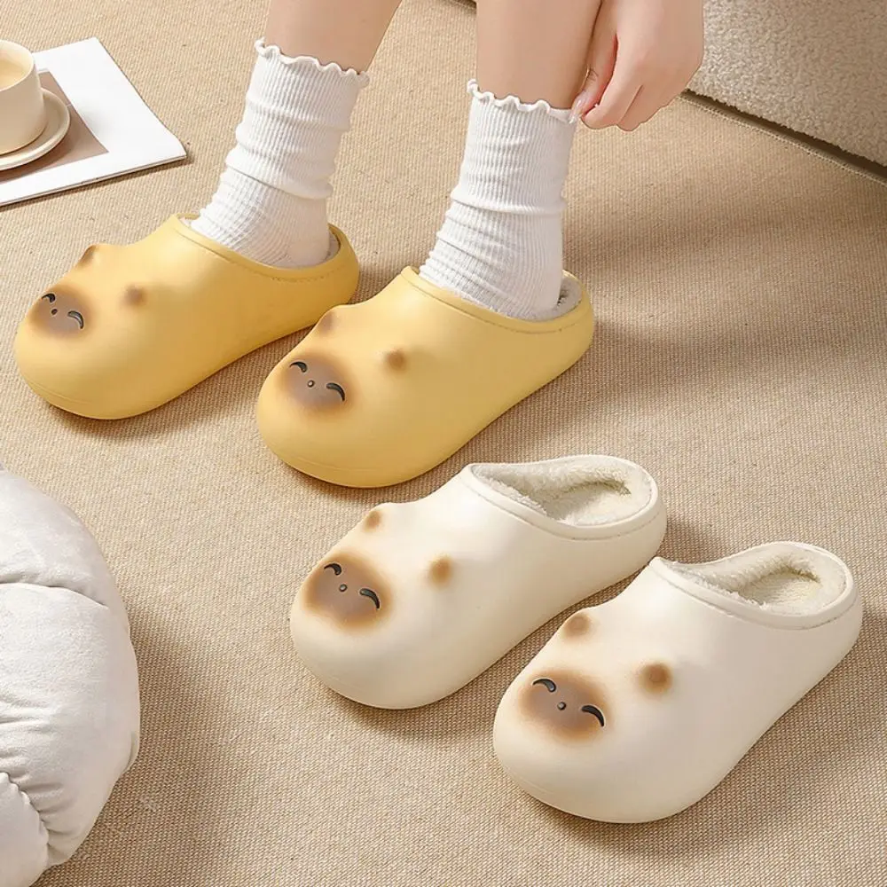 Kawaii رقيق الكرتون القط النعال الكرتون المضادة للانزلاق الدافئة نِعال من الفراء سميكة سوليد طالب Y2K شبشب كلب زوجين