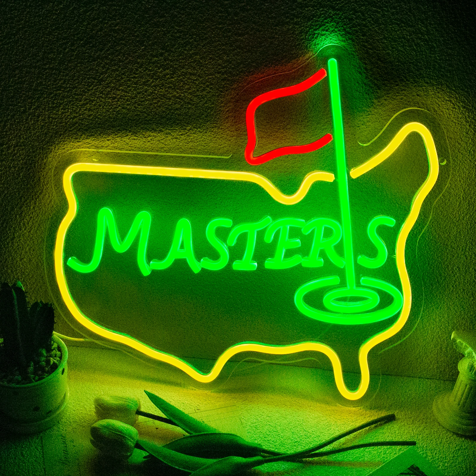 Golf Theme Neon Sign Handmade Green Dimmable Masters Neon Light Wall Decor for Gym Bar Party Ball Sports Club Logo Signs Gifts