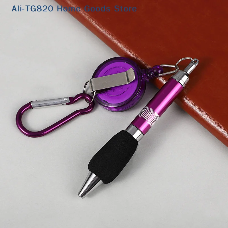 [TG820]Buckle Ring Lanyard Stationery Retractable Key Chain Ballpoint Pen Neutral Pen Easy Pull Buckle Pen Writing Tools
