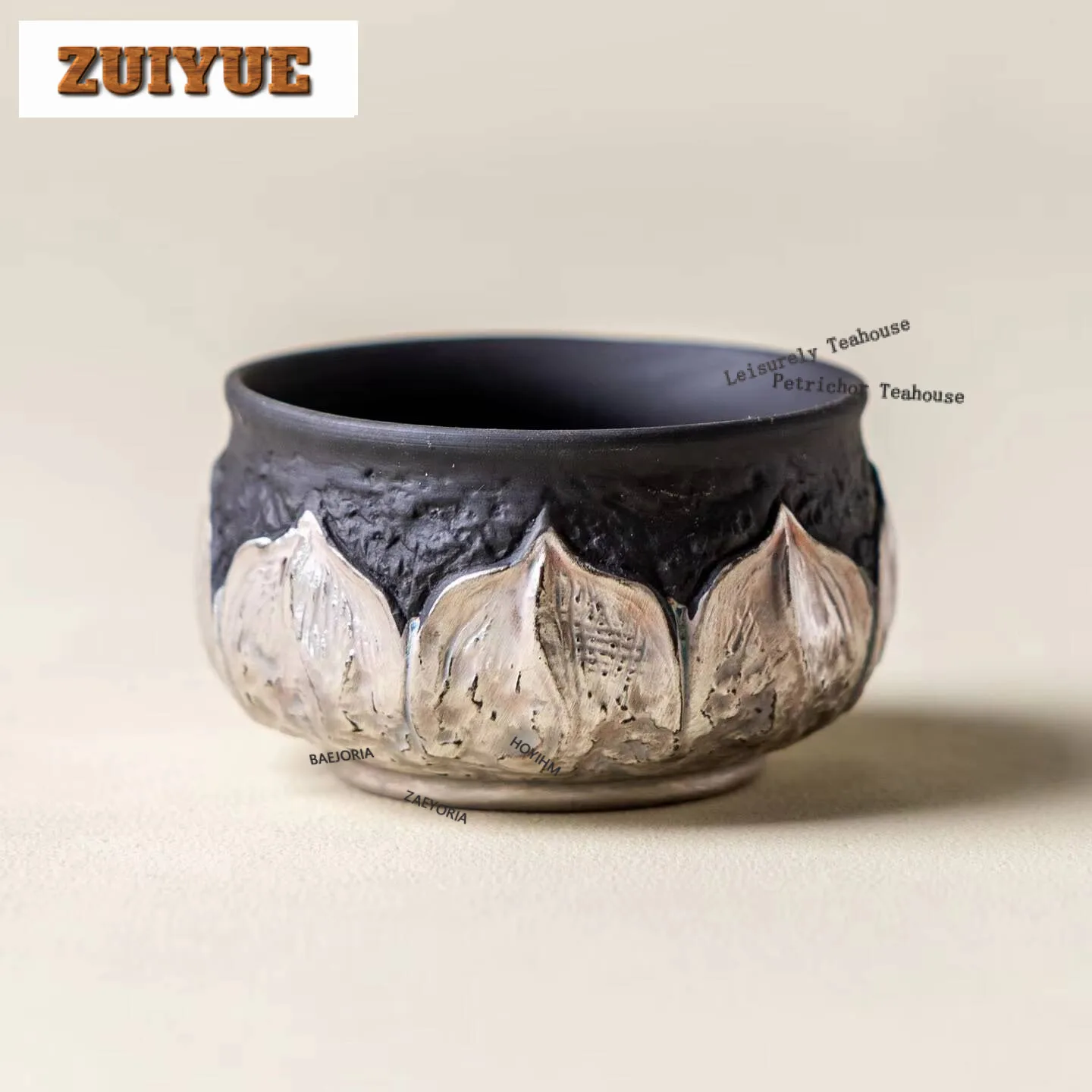 

50ml Black Purple Clay Sier-plated Lotus Teacup Zen Tea Bowl Cup for Tea Tea-tasting Meditation Cup Jianzhan Master Cups Teaware