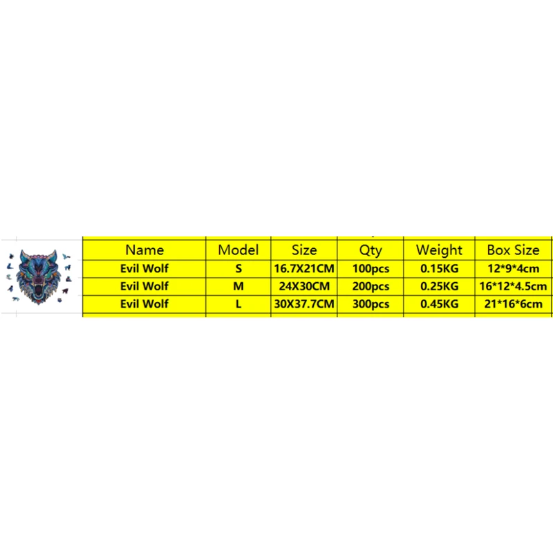 หัวหมาป่าไม้จิ๊กซอว์ปริศนาสัตว์ตลกปริศนาไม้ผู้ใหญ่ High End Montessori ของเล่นเพื่อการศึกษาเด็กเกมกระดานของขวัญ