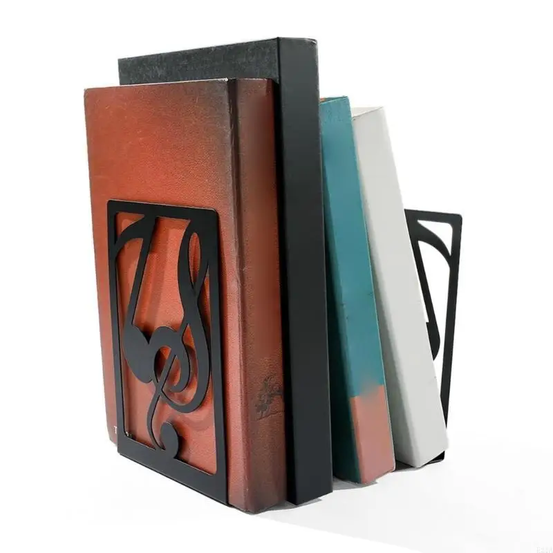 2pcs/set Simple Black Metal Bookends Creative Musical Note Boolend для домашнего офиса.