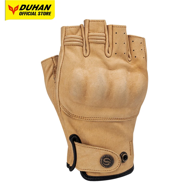 

Летние мотоциклетные перчатки в стиле ретро, кожаные перчатки из козьей кожи, защитные перчатки на половину пальцев, мотобайкерские велосипедные перчатки для мужчин и женщин
