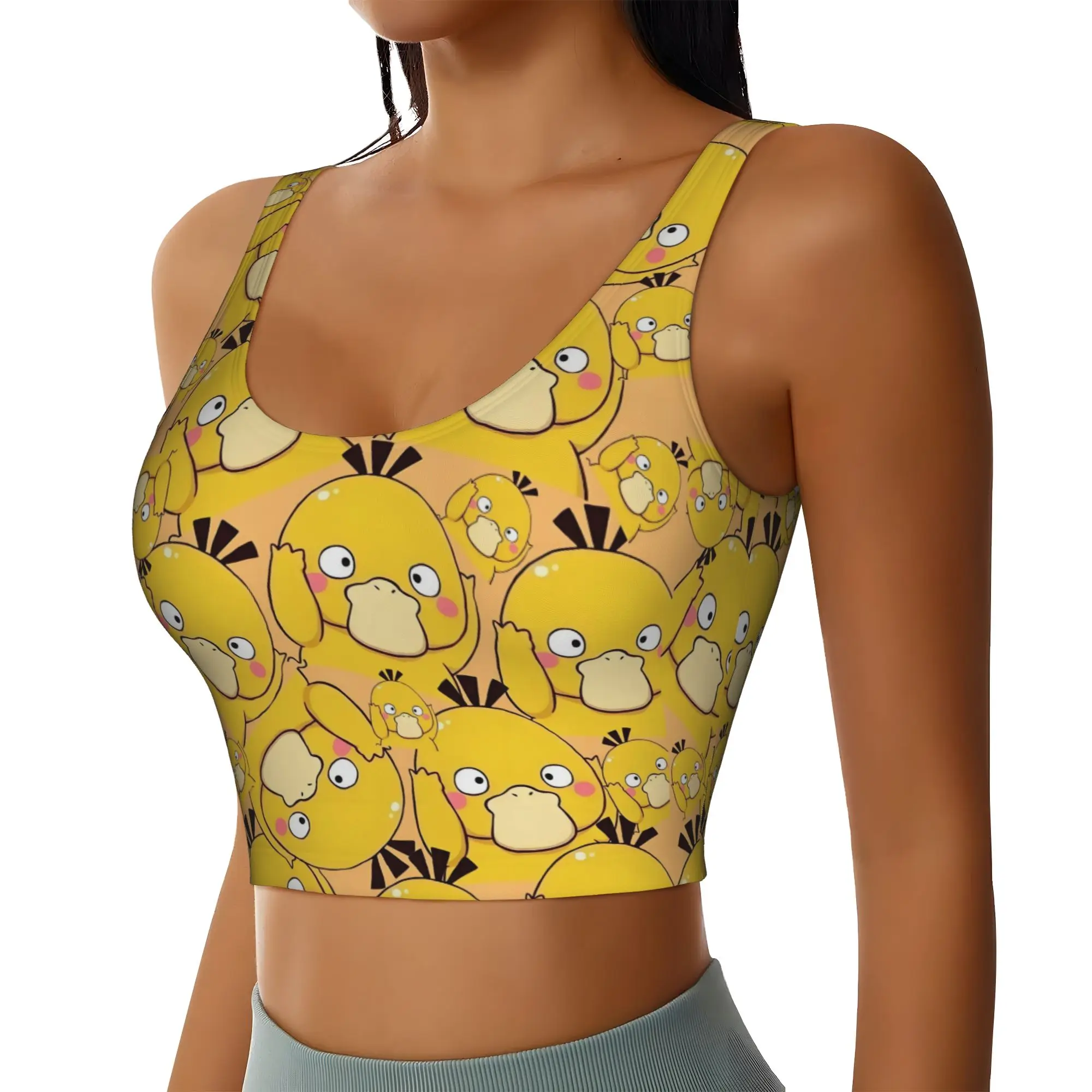 Custom P-Psyducks Sports Bra Women's Animated Film High Impact Workout Yoga Crop Top
