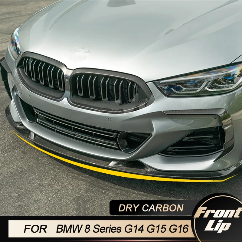 

Car Front Bumper Lip Spoiler Splitters for BMW 8 Series G14 G15 G16 2018-2022 Racing Front Bumper Lip Chin Protector Dry Carbon