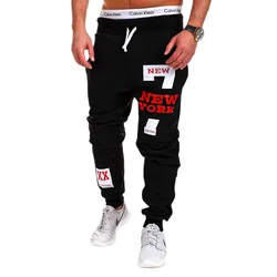 Moletom com cordão masculino, calças jogger, calça casual, streetwear, calças de jogging, número 7, carta impressa, outono, inverno, K202