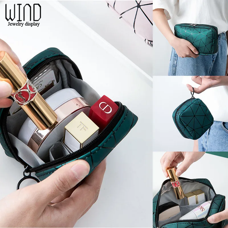 Ins Portable PU Cosmetics Lipsticks Holder Bag Travel Brush Storage Pouch Case Water-proof Credit Card Sanitary Pads Ziplock Bag