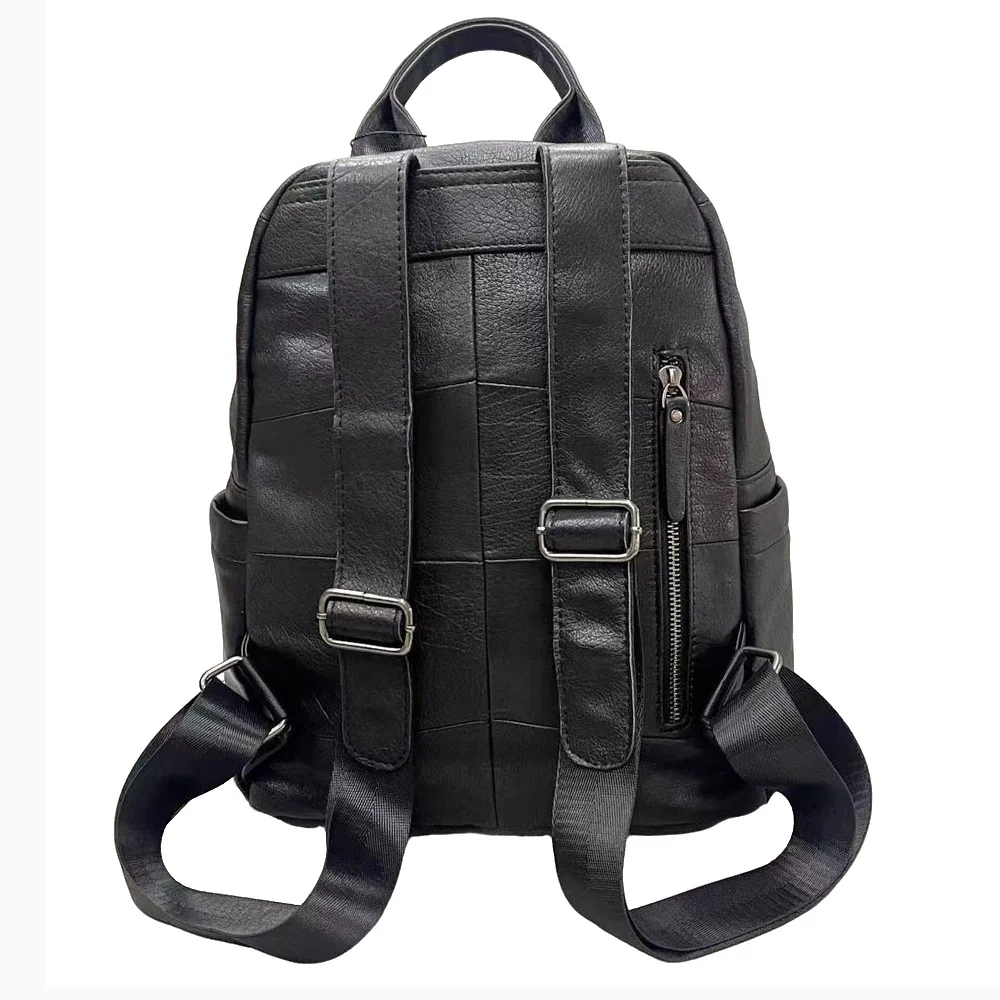Black Women Genuine Leather Backpack Casual Daily Cow Leather Tote Bags Multi-pockets Cowhide Travel Shoulder Bag 2026 New