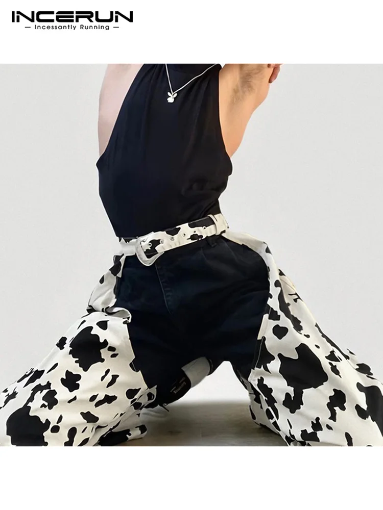 INCERUN Men Pants Printed Hollow Out Sexy Loose Personality Streetwear Casual Trousers Men 2023 Fashion Joggers Pantalon S-5XL