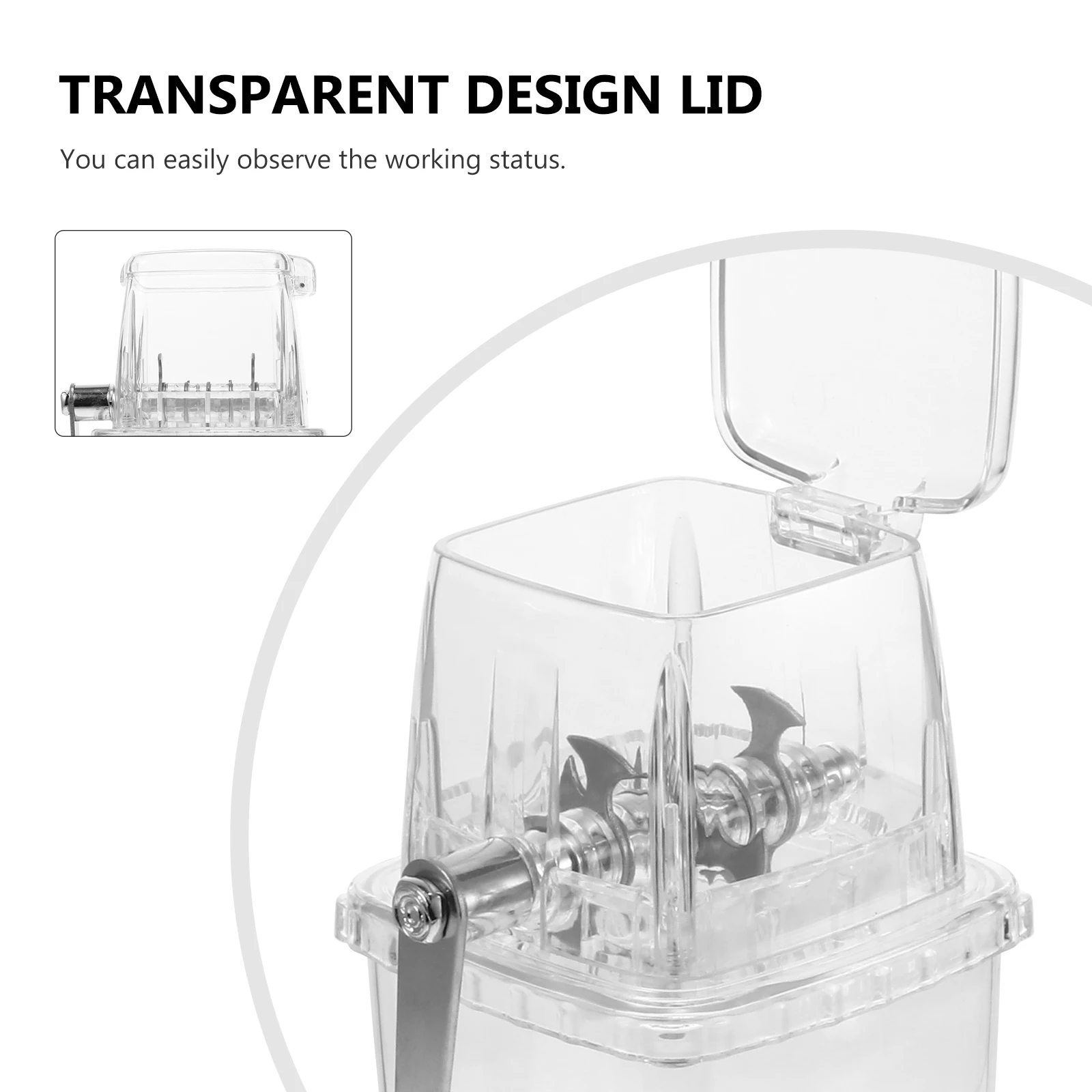 

Hand Crank Manual Ice Crusher Chopper Portable Transparent Design Kitchen Tool for Shaved Ice Slush Drinks