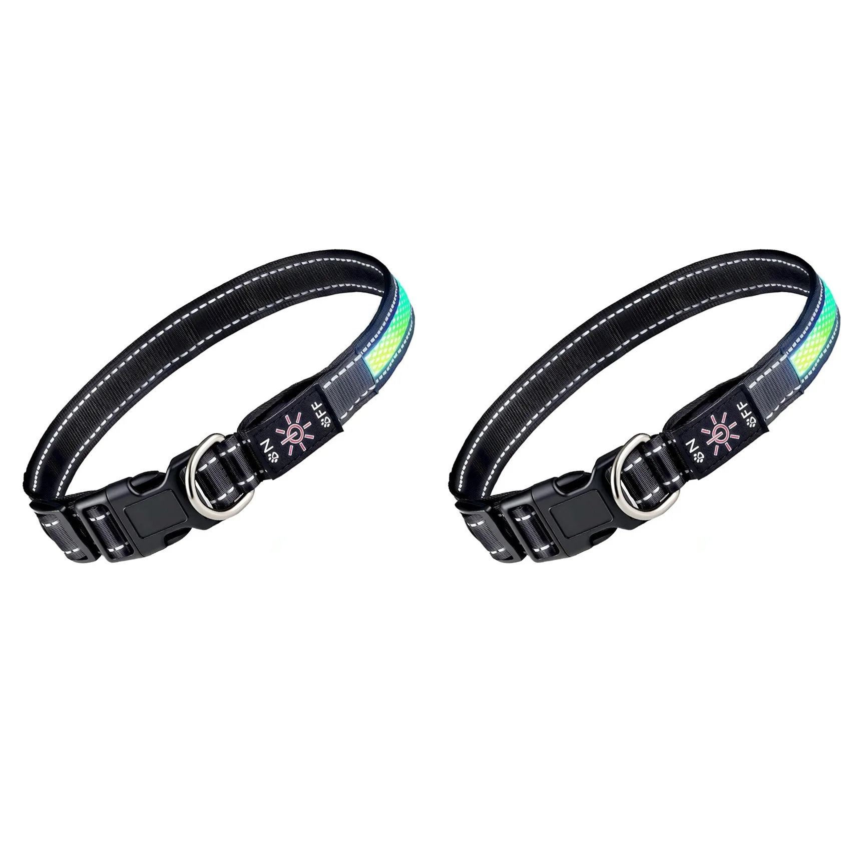【Festival】2X LED Light Up Dog Collar Rechargeable Waterproof Safety Collars For Dogs During Night Walking Pet Flashing Gear
