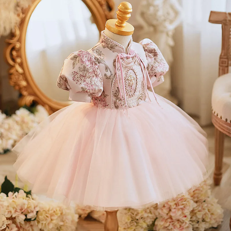 High-End Children\'s Spanish Prom Evening Gown Design 1st Birthday Wedding Girls Baptism Eid Dress Kids Christening Clothes