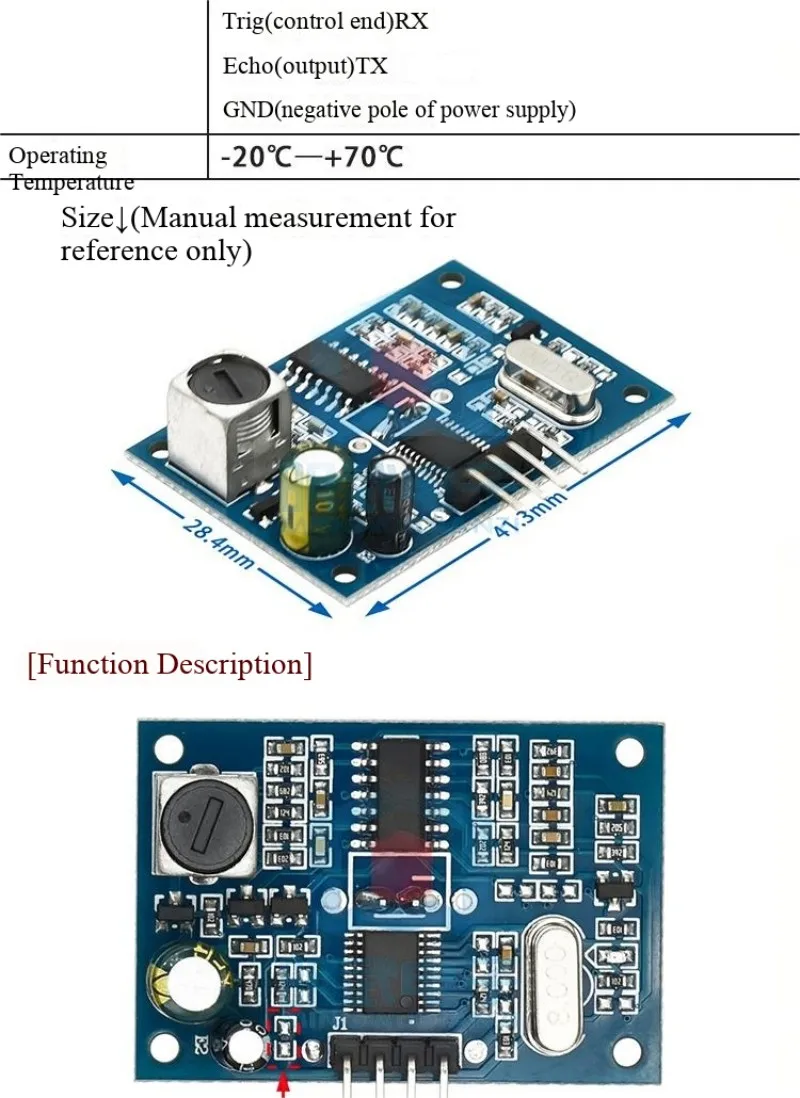 Integriertes Ultraschall-Entfernungsmessmodul, wasserdichtes Rückfahrradar-Ultraschallmodul, kompatibel mit SR04T, Anschlusskabel optional – Detail 3