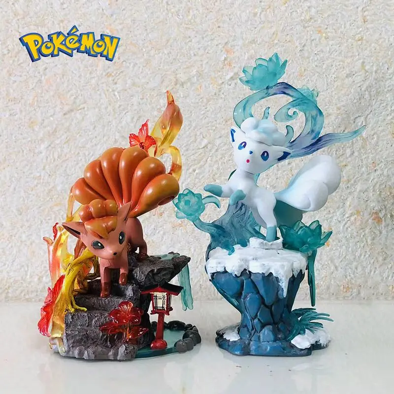 البوكيمون شخصيات كرتونية Alolan Vulpix بولي كلوريد الفينيل تمثال عمل الشكل تمثال تحصيل نموذج زينة زخرفية اللعب هدية الكريسماس