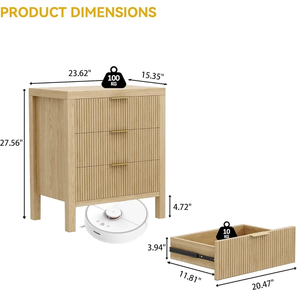 6-drawer mid-century modern nightstand pair for bedroom