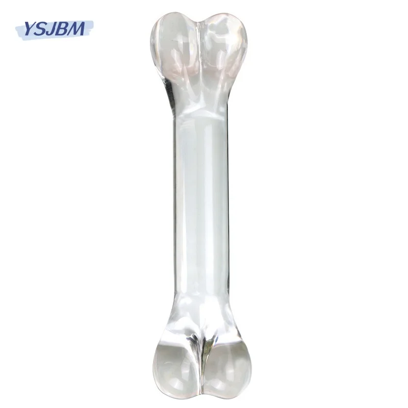 Dildo de Vidro Erótico para Mulheres, Pênis Falso Realista com Duo de Cristal, Bastão Ósseo Grande, Plug Anal, Massagem Vagina e Peep, Brinquedos Sexuais