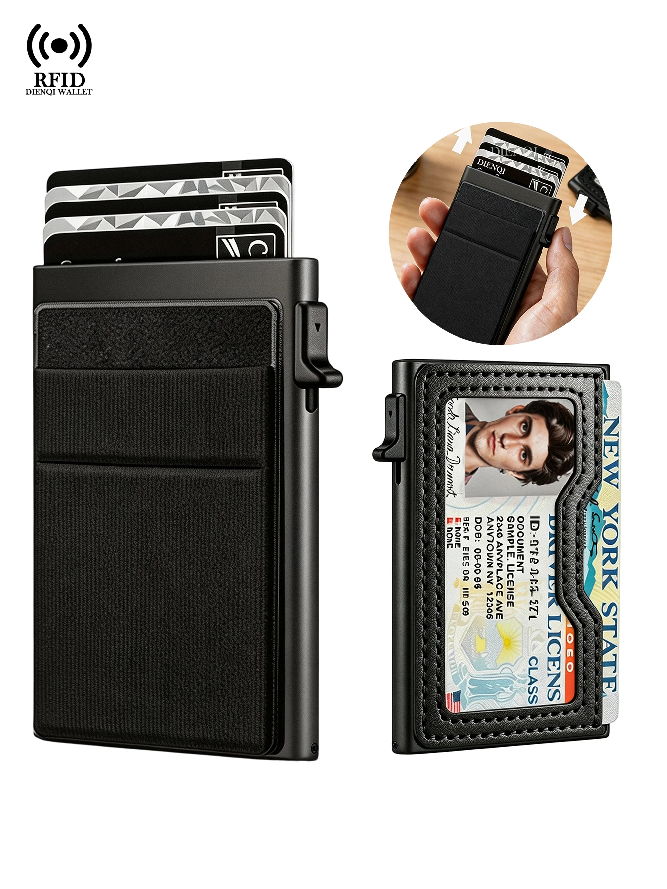 Rfid Blocking Minimalist Card Holder Men's Wallet Automatic Pop Up Card Case Bank ID Credit Cardholder Women Slim Smart Wallets