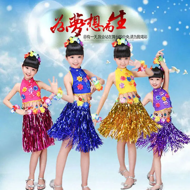 Children's Table Performance Dress Kindergarten Dance Dress Girl Hula Environmental Protection Stage Catwalk Parent-child Clothe