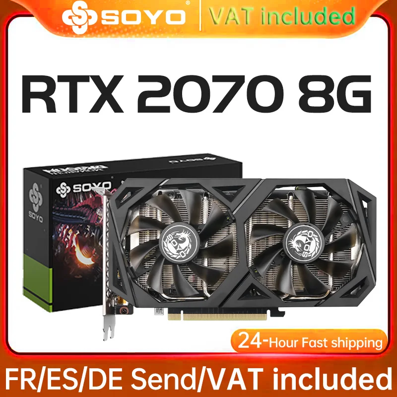 SOYO RTX2070 8GB Video Gaming Card Graphics Cards GDDR6 256Bit PCIE PCI-E3.0 16X rtx 2070 8G Computer components