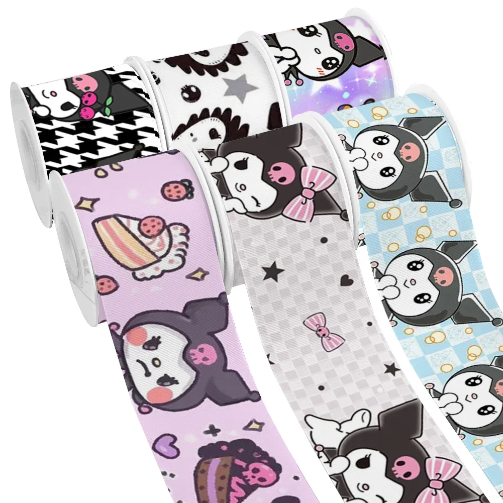 Kuromi Japanese Cartoon Sanrio Printed 10 Yards Satin Ribbon Grosgrain Ribbon for Cheer Bows DIY Girl Headwear Hair Bows