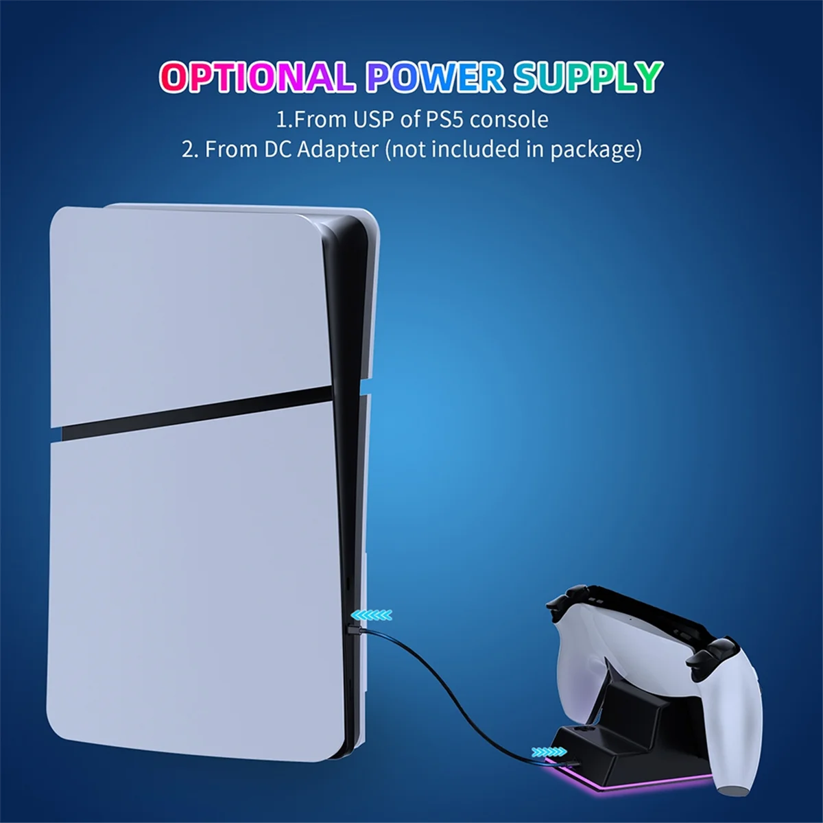 

Game Console Charger for PS5 Portal Magnetic Charging Base Game Console Charger with Colorful Light Base-ABRJ