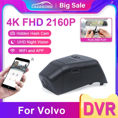 Cámara de salpicadero HD 4K 2160P para coche, grabadora de vídeo DVR para VOLVO XC40, XC60, XC70, XC90, V40, V60, V90, S60, S90, S80, S80L, C40, Polestar 2